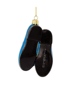 ELVIS CHRISTMAS ORNAMENT GLASS BLUE SUEDE SHOES