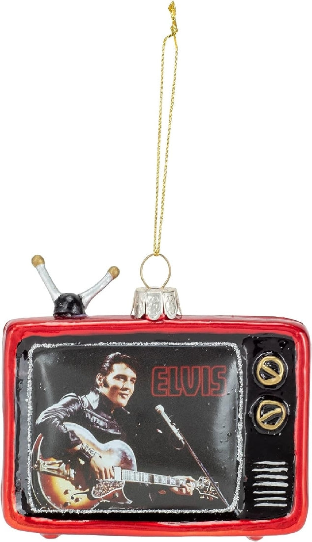 ELVIS CHRISTMAS ORNAMENT GLASS TV