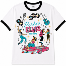 Load image into Gallery viewer, RINGER TEE PARKES ELVIS WHITE / BLACK EXTRA SMALL