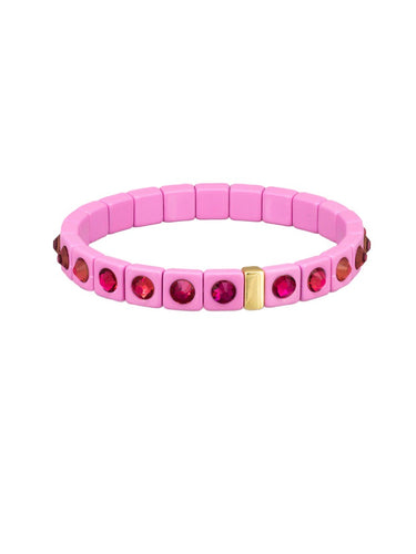BRACELET PINK CRYSTAL TILE