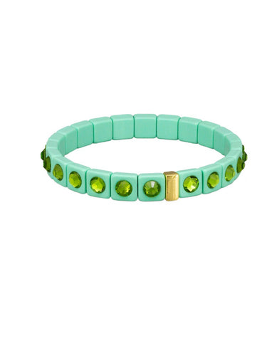 BRACELET GREEN CRYSTAL TILE