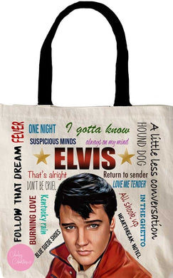 COTTON TOTE ELVIS SONGS AND IMAGE
