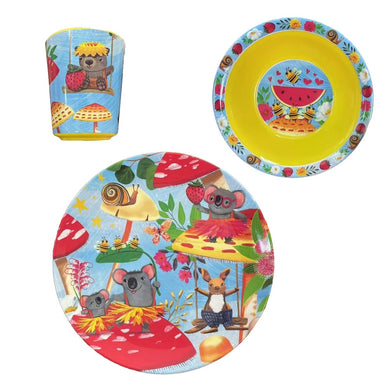 CHILDRENS MELAMINE DINNER SET BUSH PARTY