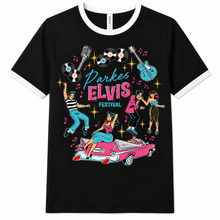Load image into Gallery viewer, RINGER TEE PARKES ELVIS BLACK / WHITE MED