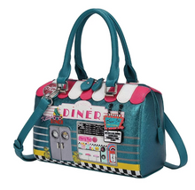 Load image into Gallery viewer, VENDULA LONDON KITTYS DINER SPEEDY BOWLER BAG