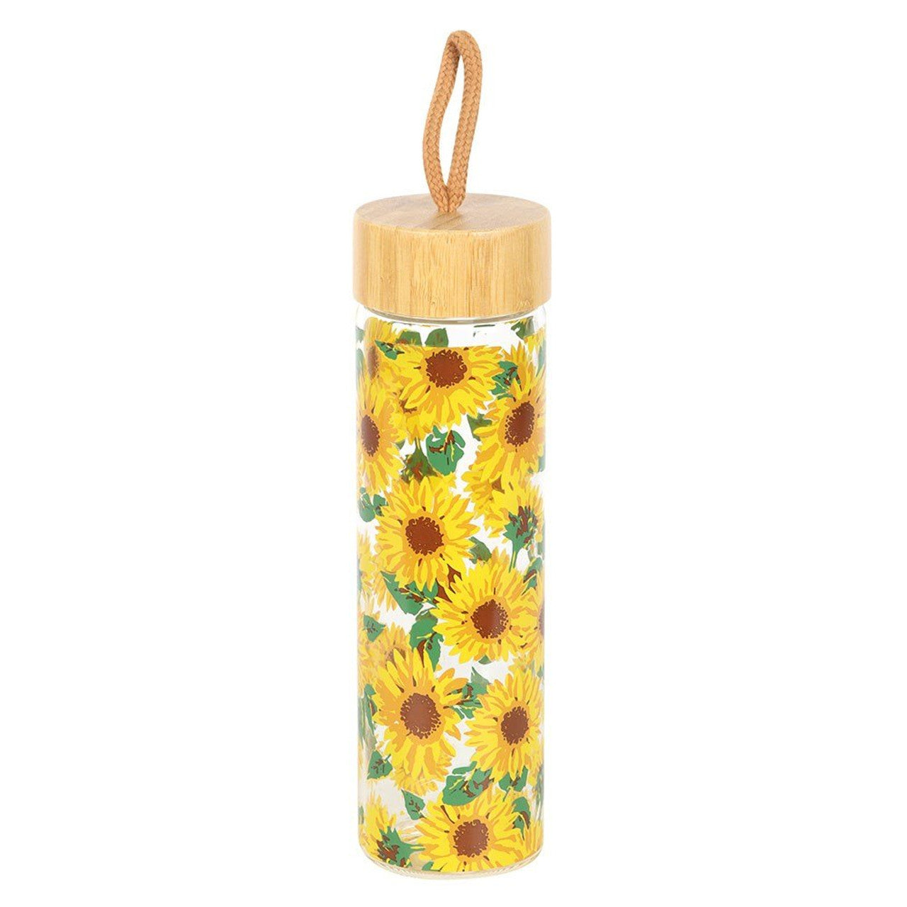 GLASS WATER BOTTLE SUNFLOWER