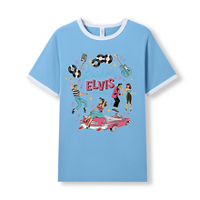 Load image into Gallery viewer, RINGER TEE PARKES ELVIS BLUE/ WHITE LGE