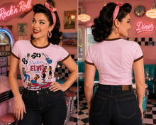 Load image into Gallery viewer, RINGER TEE PARKES ELVIS PINK / BROWN SML