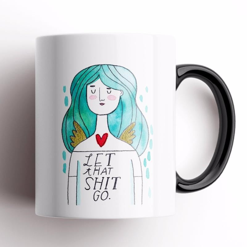 GRUMPY ANGEL MUG LET THAT SHIT GO