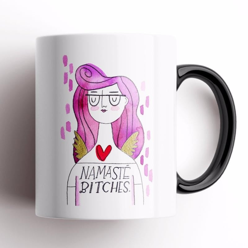 GRUMPY ANGEL MUG NAMASTE' BITCHES