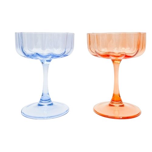WINE GLASS SET WILLA ORANGE & BLUE