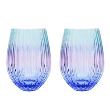 Load image into Gallery viewer, STEMLESS GLASS SET OMBRE AQUA &amp; BLUE