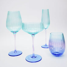 Load image into Gallery viewer, STEMLESS GLASS SET OMBRE AQUA &amp; BLUE