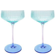 Load image into Gallery viewer, COCKTAIL GLASS SET OMBRE AQUA &amp; BLUE