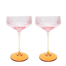 Load image into Gallery viewer, COCKTAIL GLASS SET OMBRE PINK &amp; YELLOW