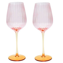 Load image into Gallery viewer, WINE GLASS SET OMBRE PINK &amp; YELLOW