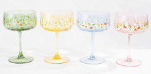 Load image into Gallery viewer, FLORAL COUPE WINE GLASS BEE MEADOW