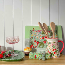 Load image into Gallery viewer, FLORAL COUPE WINE GLASS STRAWBERRY FIELDS