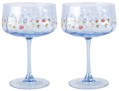 FLORAL COUPE WINE GLASS FLORAL BOTANICALS