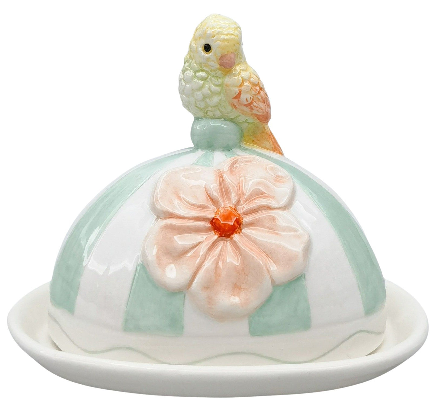 PERDY PARROT BUTTER DISH GREEN
