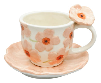 POPPY TEA CUP & SAUCER PEACH