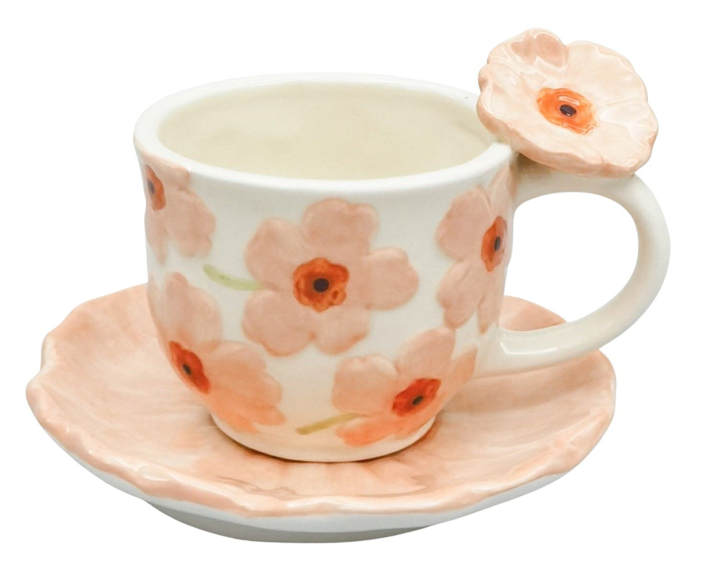 POPPY TEA CUP & SAUCER PEACH