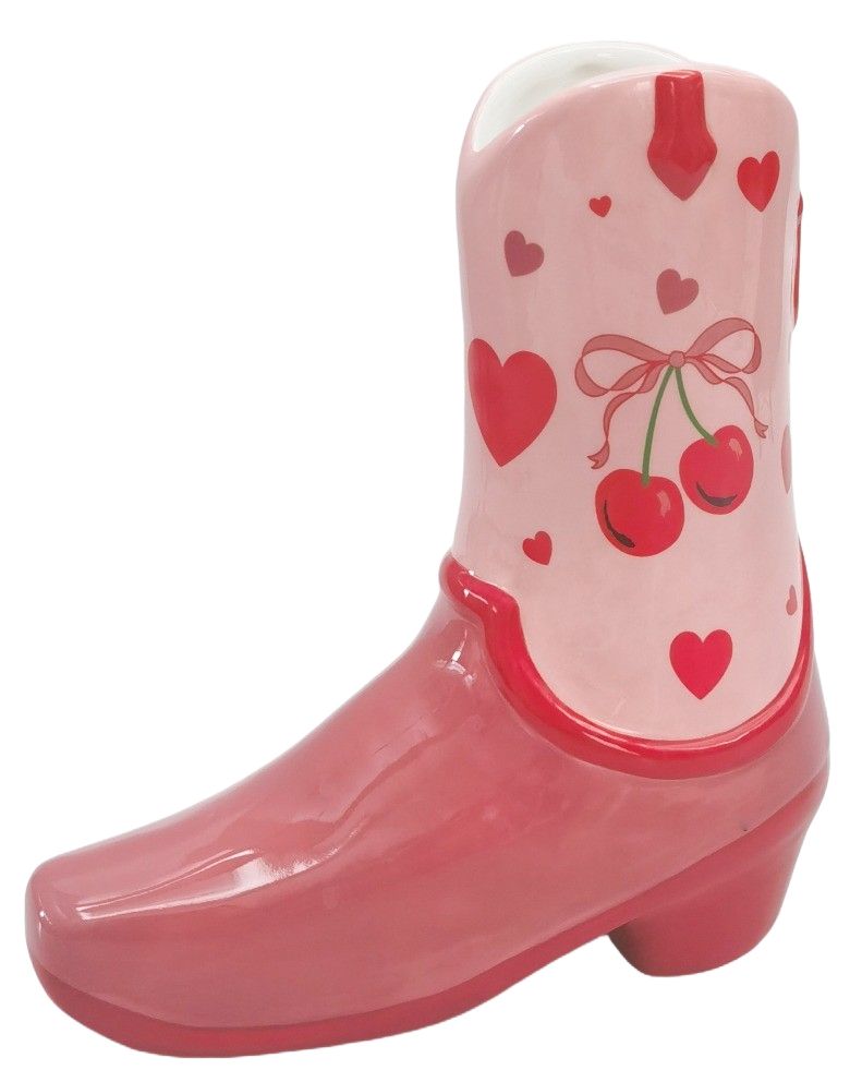 CHERRY WESTERN BOOT VASE