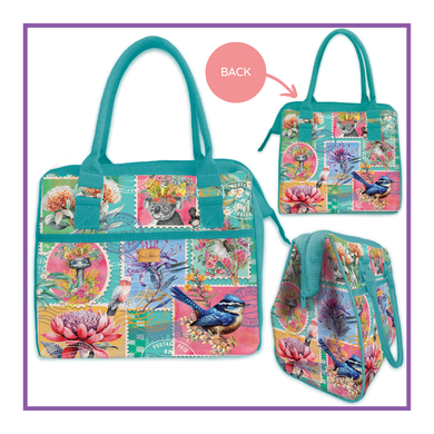 LUNCH TOTE COOLER BAG PRETTY POSTAGE