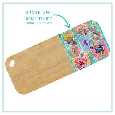 BAMBOO SERVING PLATTER MED PRETTY POSTAGE