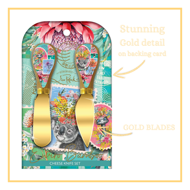 BAMBOO CHEESE KNIFE SET PRETTY POSTAGE