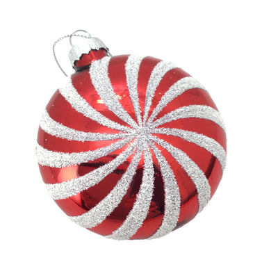 CHRISTMAS ORNAMENT RED AND WHITE CANDY SWIRL