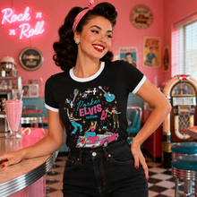 Load image into Gallery viewer, RINGER TEE PARKES ELVIS BLACK / WHITE MED