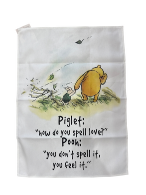 TEA TOWEL POOH HOW DO YOU SPELL LOVE