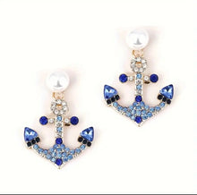 Load image into Gallery viewer, EARRINGS VINTAGE NAVY ANCHOR