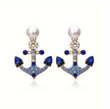 Load image into Gallery viewer, EARRINGS VINTAGE NAVY ANCHOR