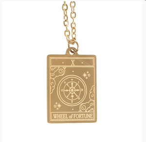GREETING CARD TAROT WHEEL OF FORTUNE NECKLACE