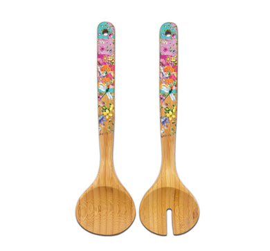 BAMBOO SALAD SERVERS WILDFLOWER PATCH