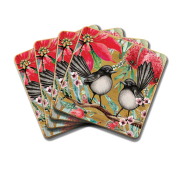 BAMBOO COASTER SET WILLY WAGTAILS