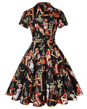 Load image into Gallery viewer, WESTERN COWGIRL VINTAGE SWING DRESS BLACK SML