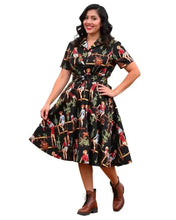 Load image into Gallery viewer, WESTERN COWGIRL VINTAGE SWING DRESS BLACK SML