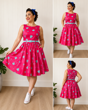 Load image into Gallery viewer, AUDREY HEARTS DRESS FUCHSIA 12/M