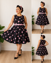 Load image into Gallery viewer, AUDREY HEARTS DRESS BLACK 12/M