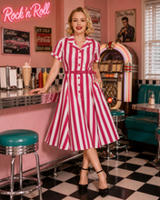 Load image into Gallery viewer, CHRISTINE STRIPE DRESS PINK AND WHITE 10/S