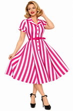 Load image into Gallery viewer, CHRISTINE STRIPE DRESS PINK AND WHITE 10/S