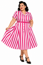 Load image into Gallery viewer, CHRISTINE STRIPE DRESS PINK AND WHITE 10/S