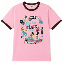 Load image into Gallery viewer, RINGER TEE PARKES ELVIS PINK / BROWN SML