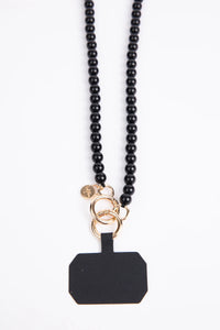 BEADED PHONE CHAIN BLACK