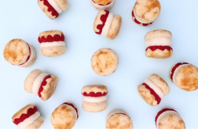 FELT SCONES WITH JAM AND CREAM