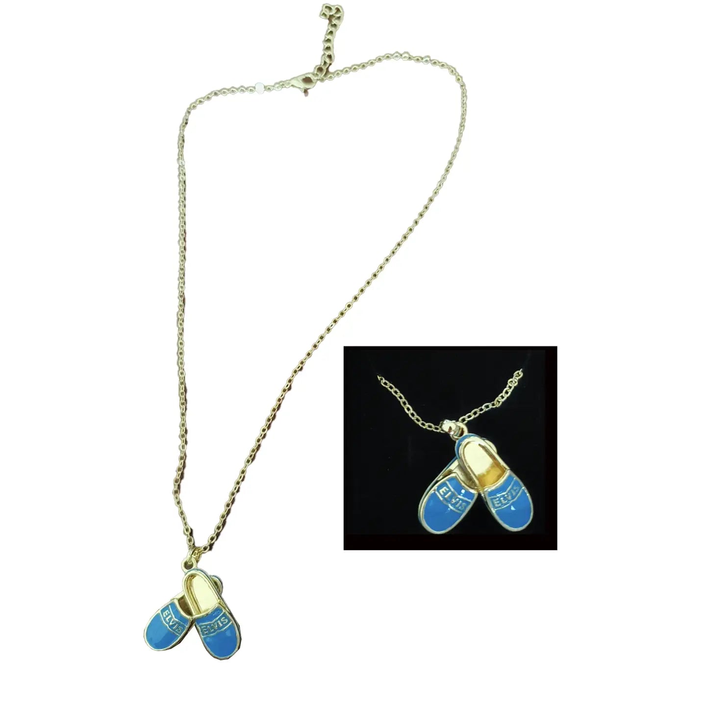 ELVIS NECKLACE BLUE SUEDE SHOES