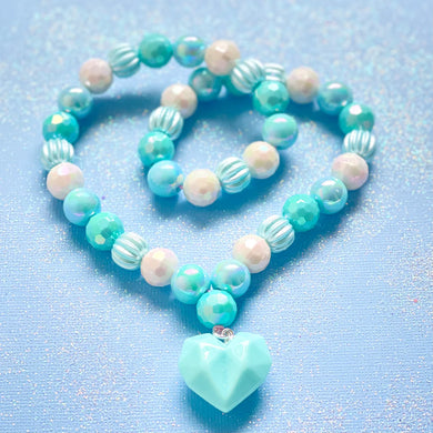 BEADED NECKLACE BLUE HEART